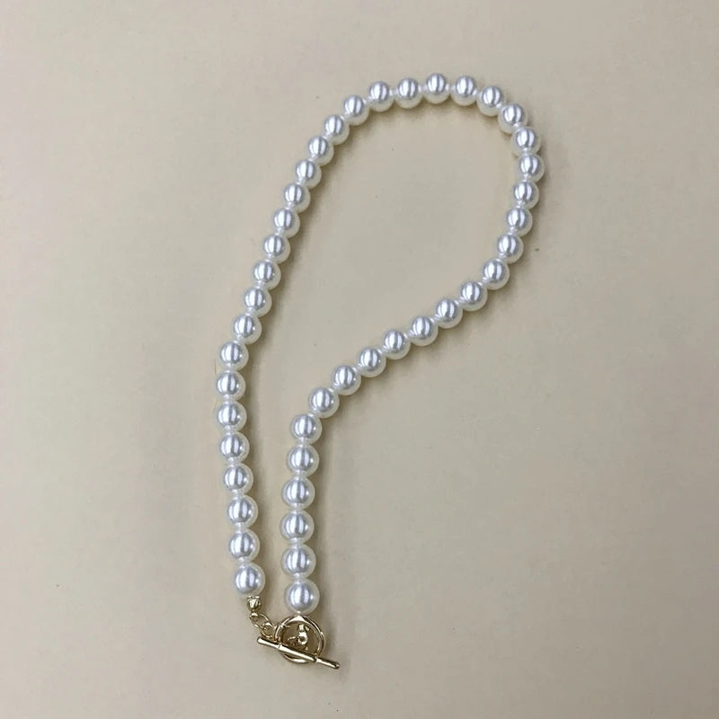 Punk Imitation Pearl Choker Necklace