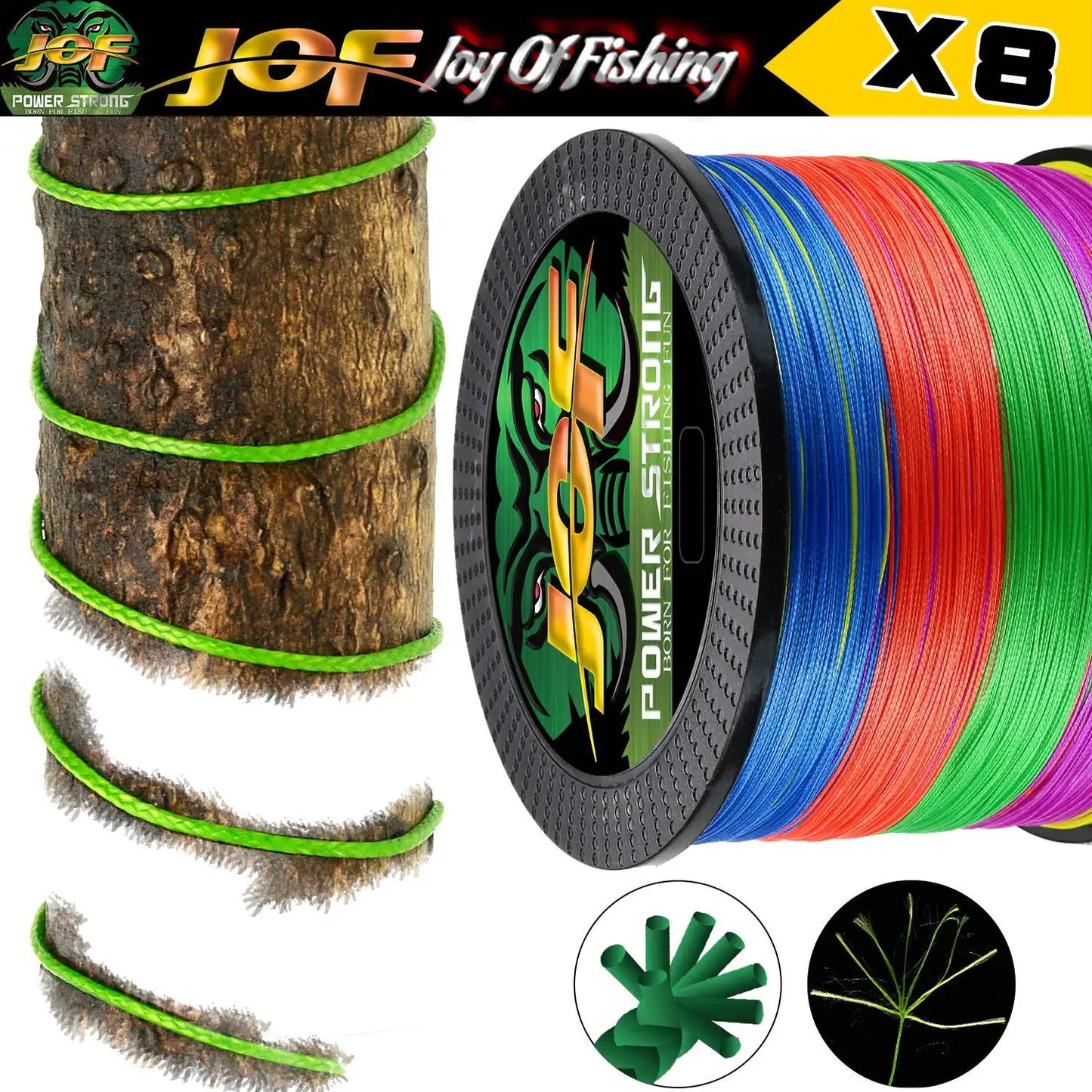 JOF 4 Strand 300m Multifilament Braided Fishing Line Japanese Invisible Speckle Wire