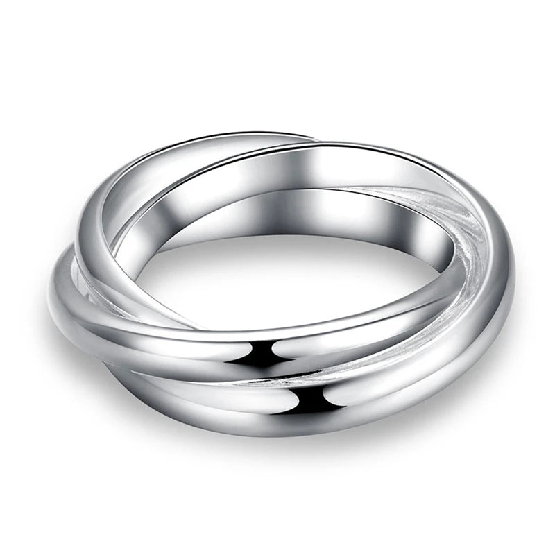 BABYLLNT 925 Sterling Silver Three Circle Coil Ring For Women Wedding Engagement Party Fashion Charm
