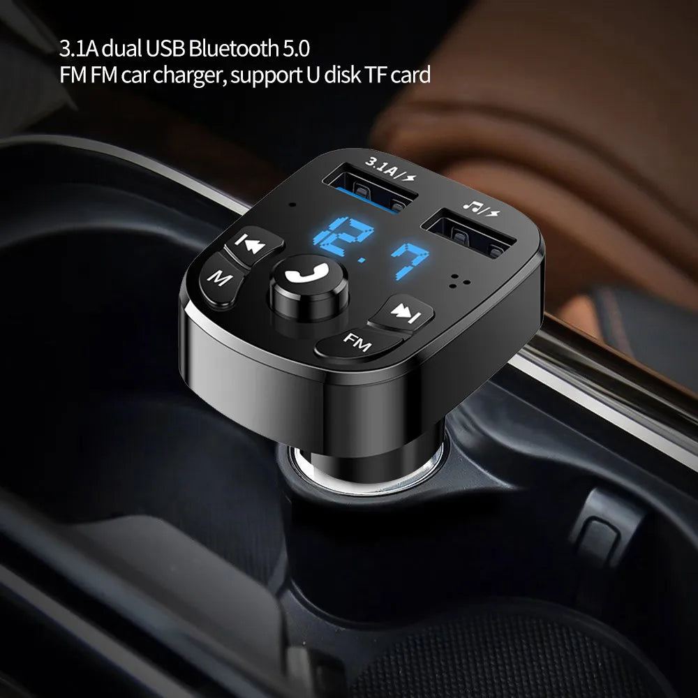 Car Fm Transmitter Bluetooth 5.0 Aux Handsfree Wireless Car Kit