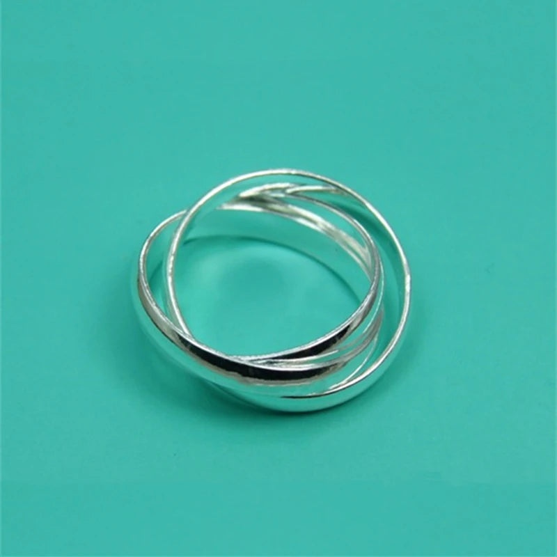 BABYLLNT 925 Sterling Silver Three Circle Coil Ring For Women Wedding Engagement Party Fashion Charm