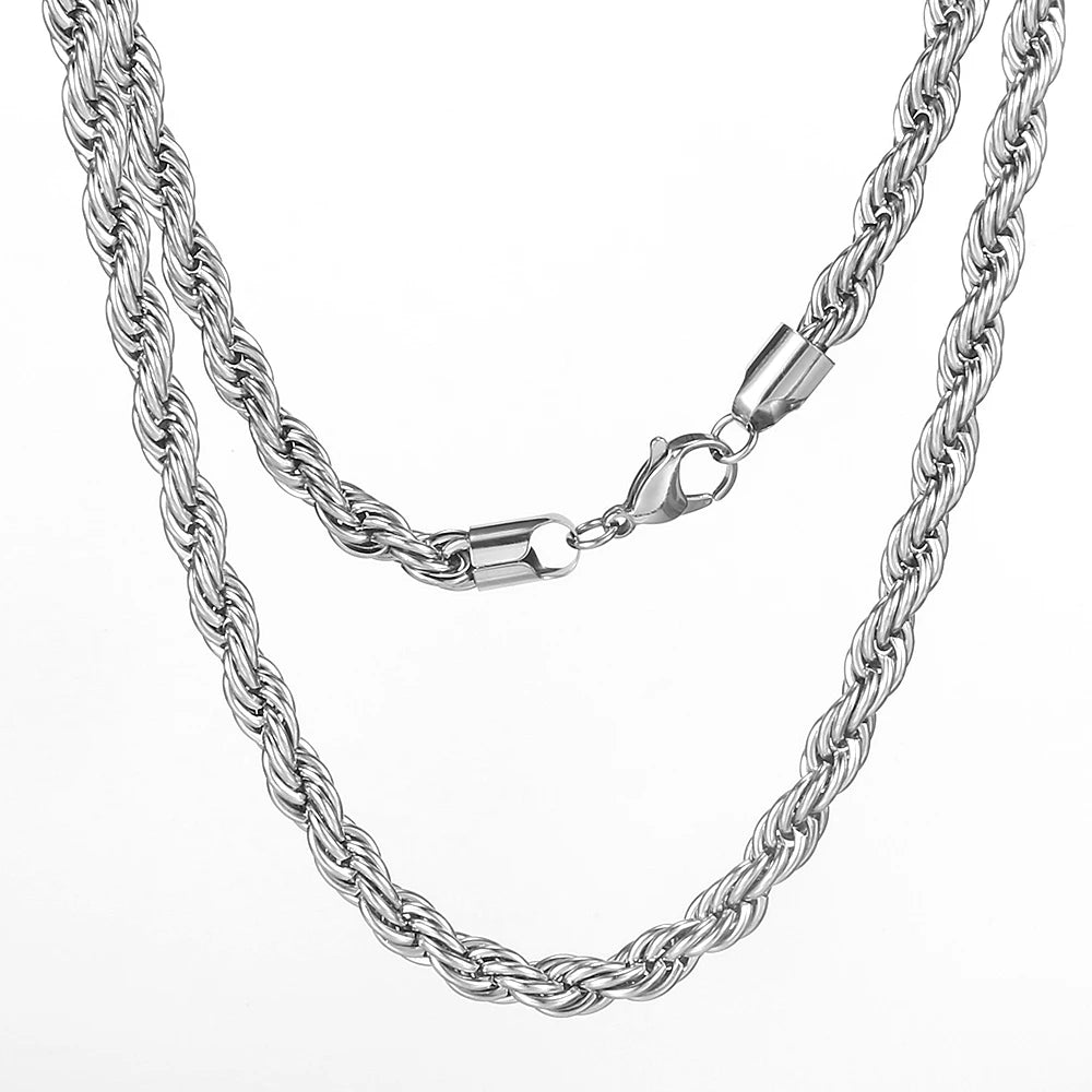 Twist Chain Stainless Steel Long Chain Necklace for Men Women
