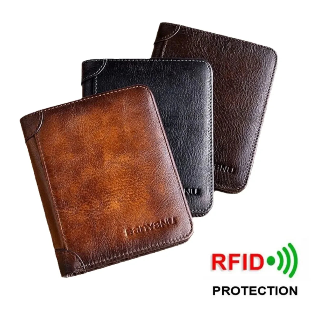 Genuine Leather Wallet Rfid Protection