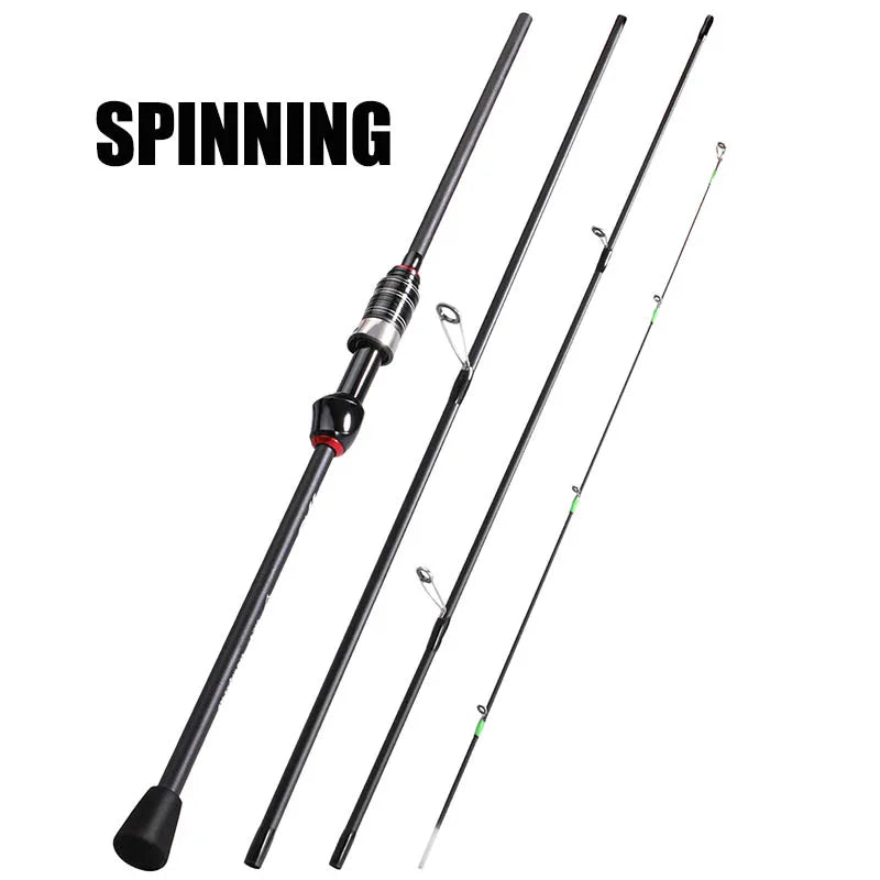 Casting Spinning Fishing Rod 1.8-2.1m UltraLight Carbon Fiber Rod 4 Section