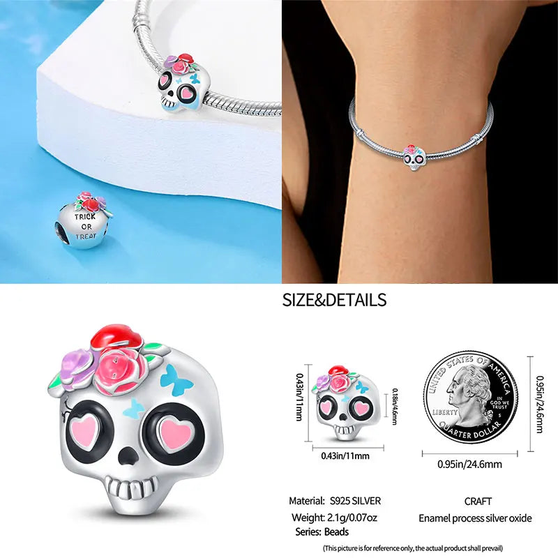 New 925 Sterling Silver Halloween Charm Beads Fit Original Brand Bracelet