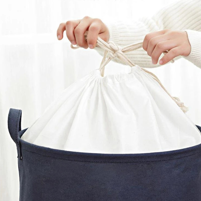 Drawstring Laundry Basket Clothes Storage Basket