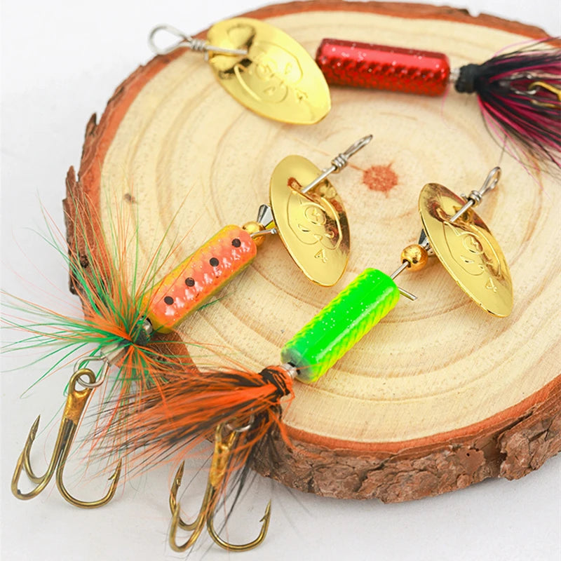 10/5PCS Metal Spinner Bait Spoon Hard Fishing Lures With Treble Hooks