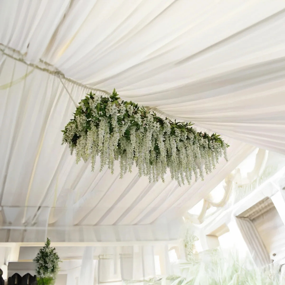 12pcs Artificial Flowers Silk Wisteria Vine Fake Silk Hanging Flower