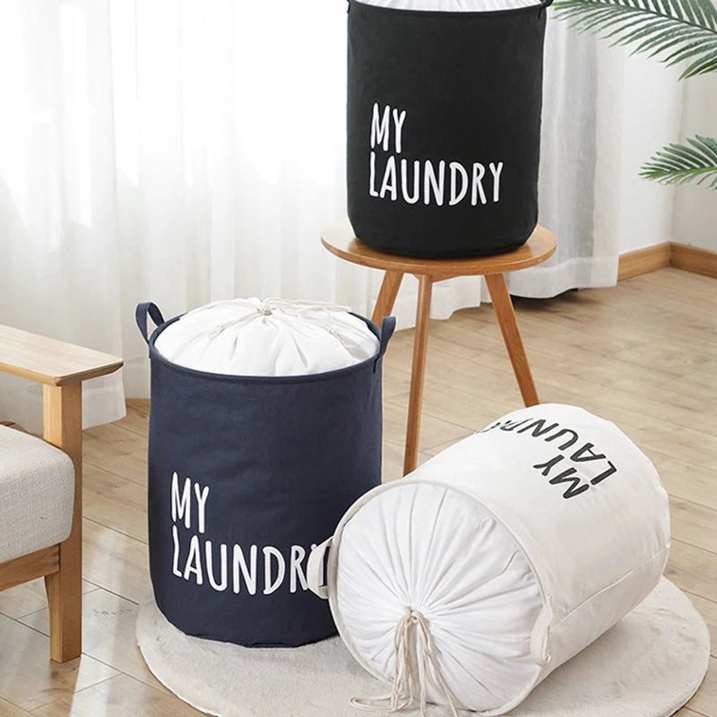 Drawstring Laundry Basket Clothes Storage Basket