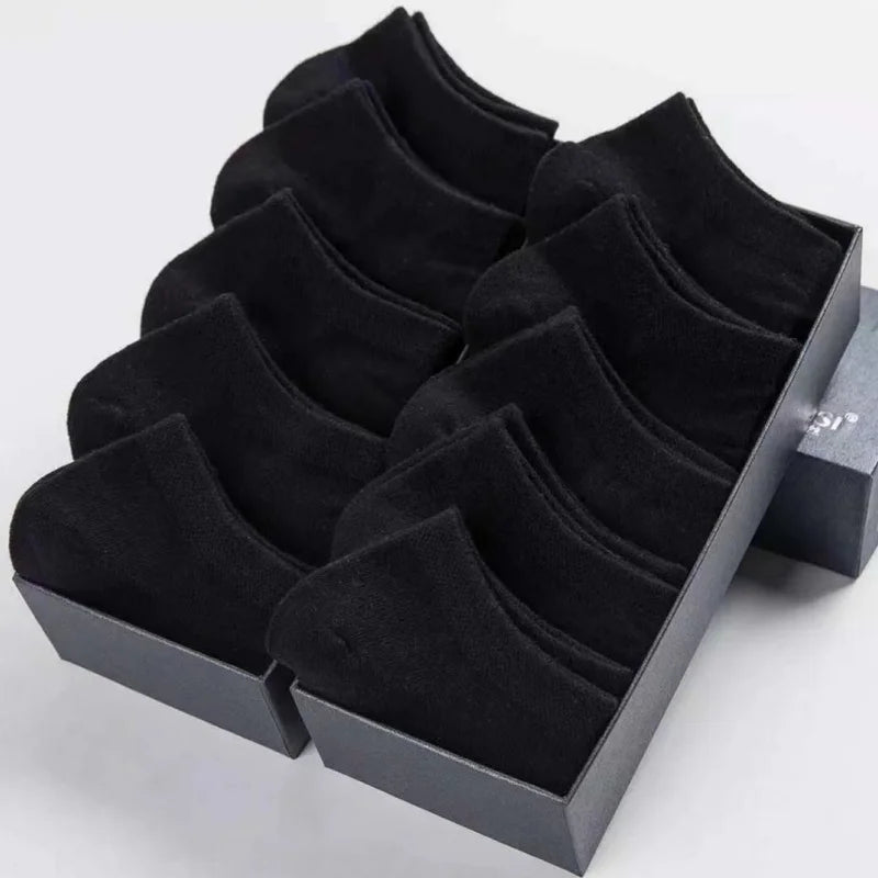 5 Pairs Men's Casual Plain Color Socks