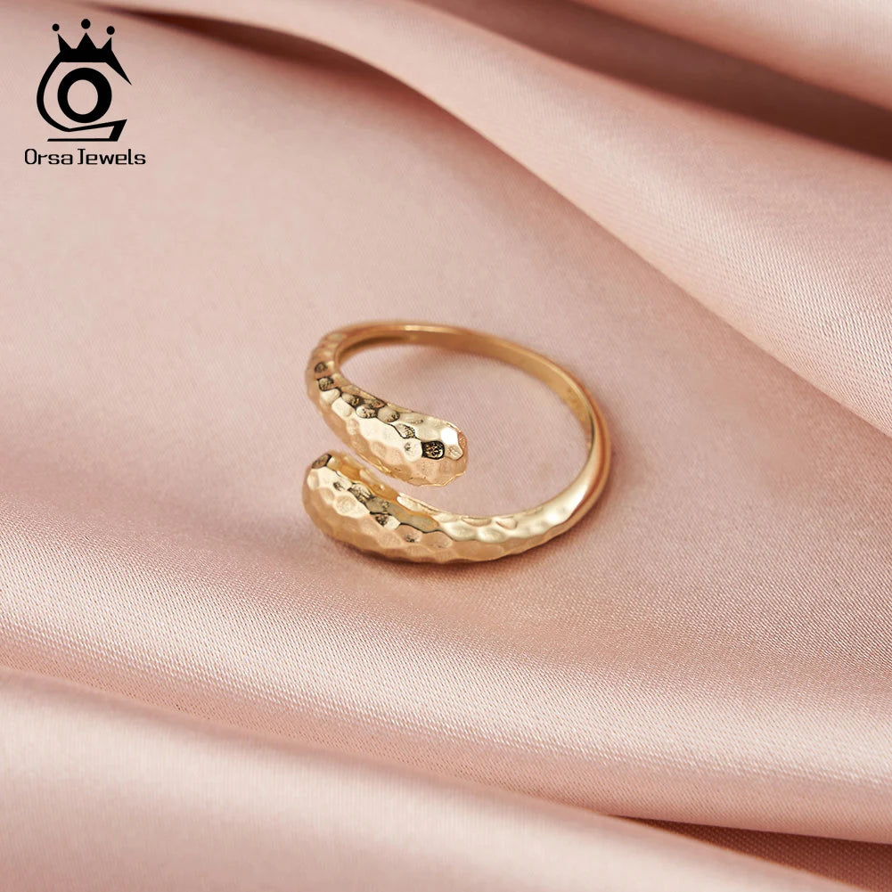 ORSA JEWELS 925 Sterling Silver Retro Snake Ring for Women