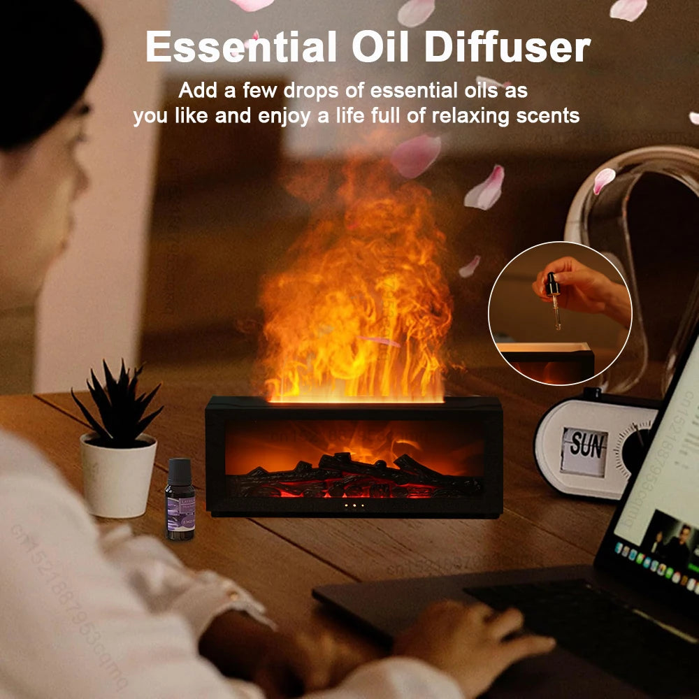 Essential Oils Humidifiers Home Aroma Flame Automatic Fragrance Diffuser With LED Light Remote Control