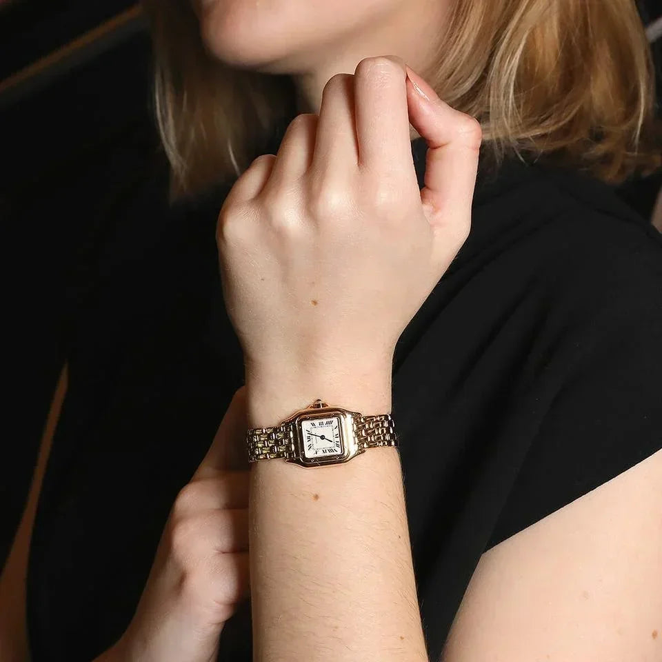 Women Square Watches Gold Alloy Strap