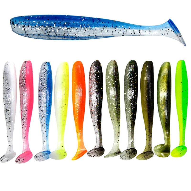 10-30pcs T Tail 55mm 70mm 90mm Shad Worm Soft Bait
