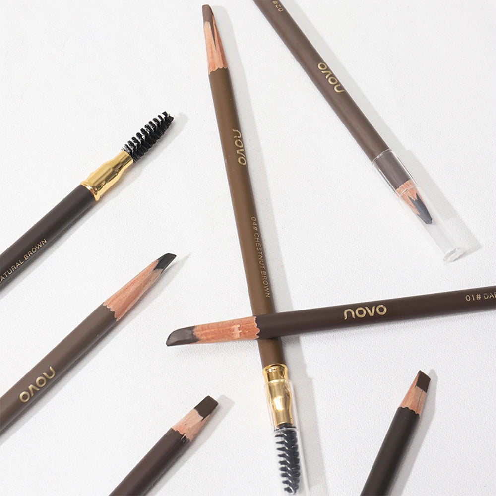 Double Head Eyebrow Pen with Brush Waterproof Colour Rendering