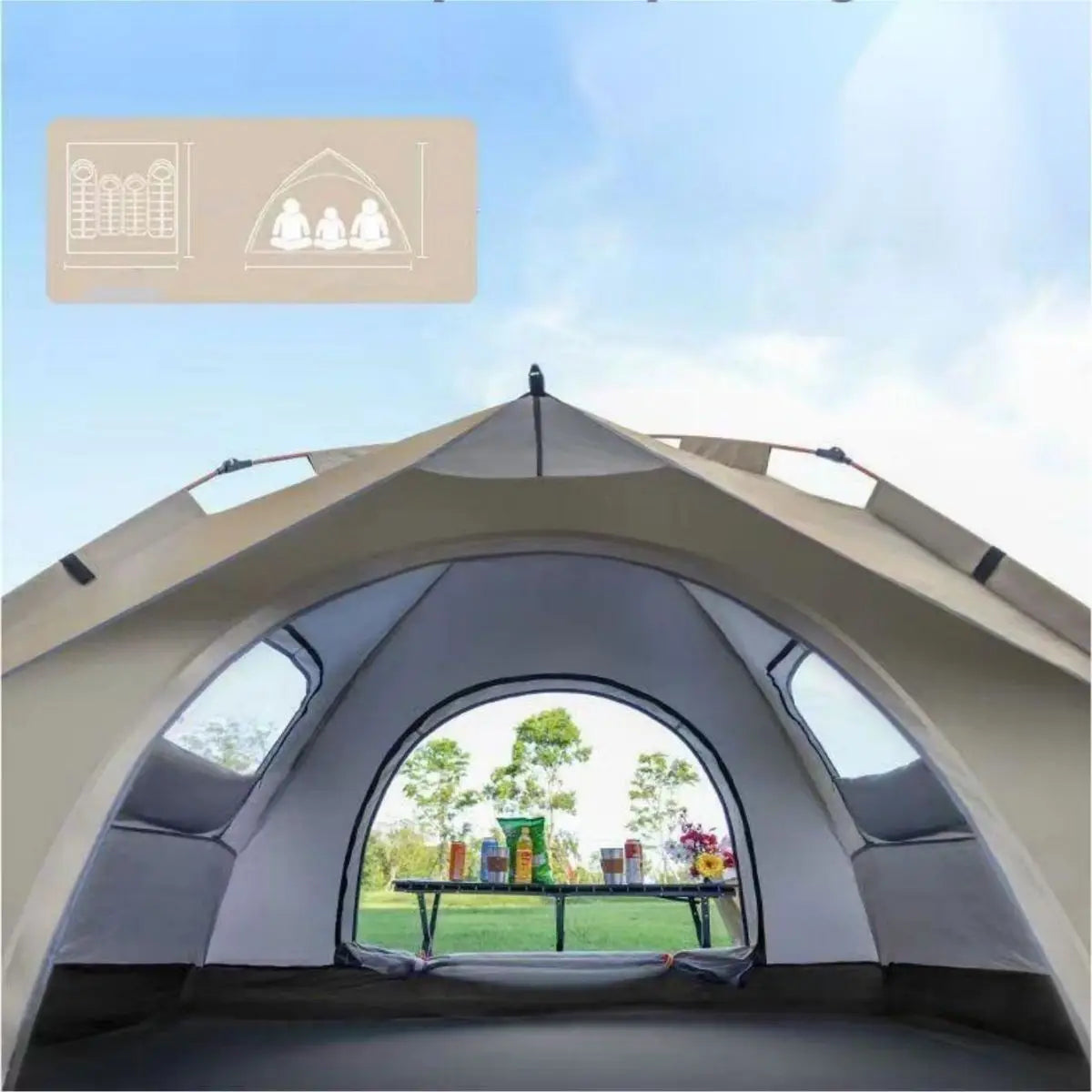Automatic Quick-opening Tent Outdoor Camping Tent  Rainproof Sunshine-proof Tent Two doors and two windows