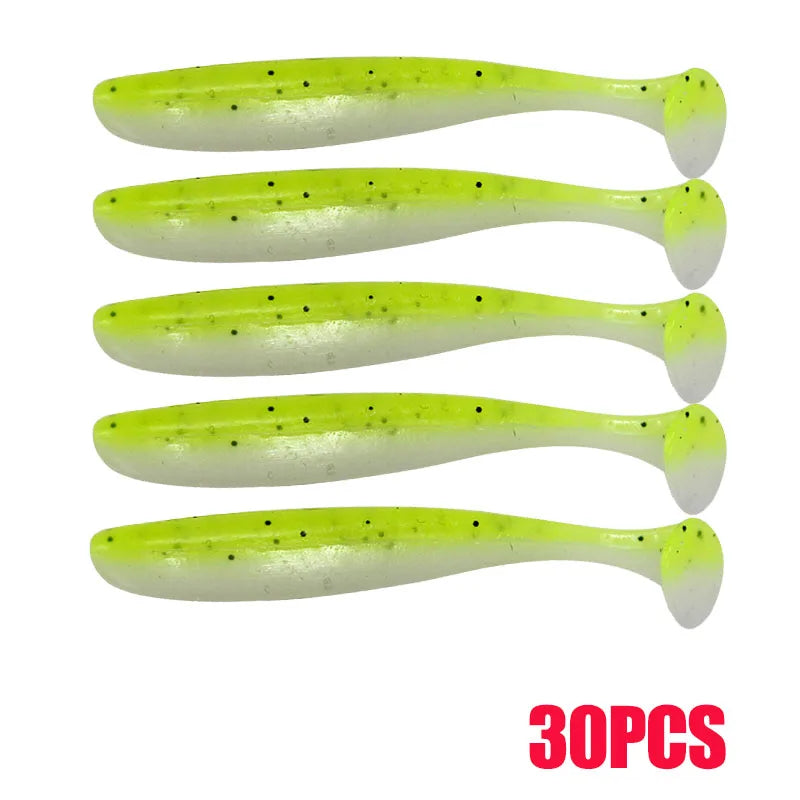 10-30pcs T Tail 55mm 70mm 90mm Shad Worm Soft Bait