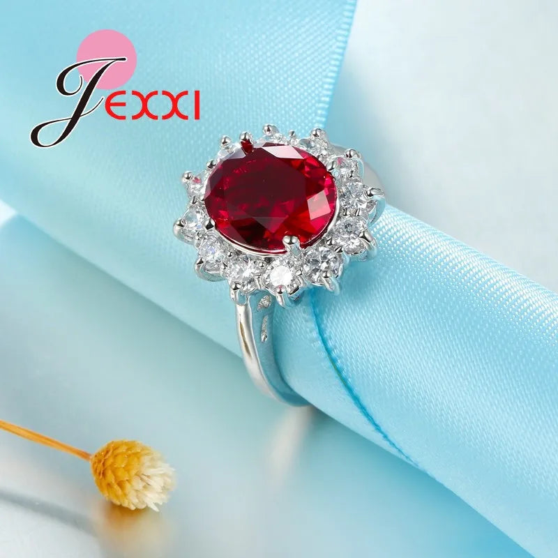 925 Sterling Silver Color Wedding Engagement Rings Prong Shiny Cubic Zirconia