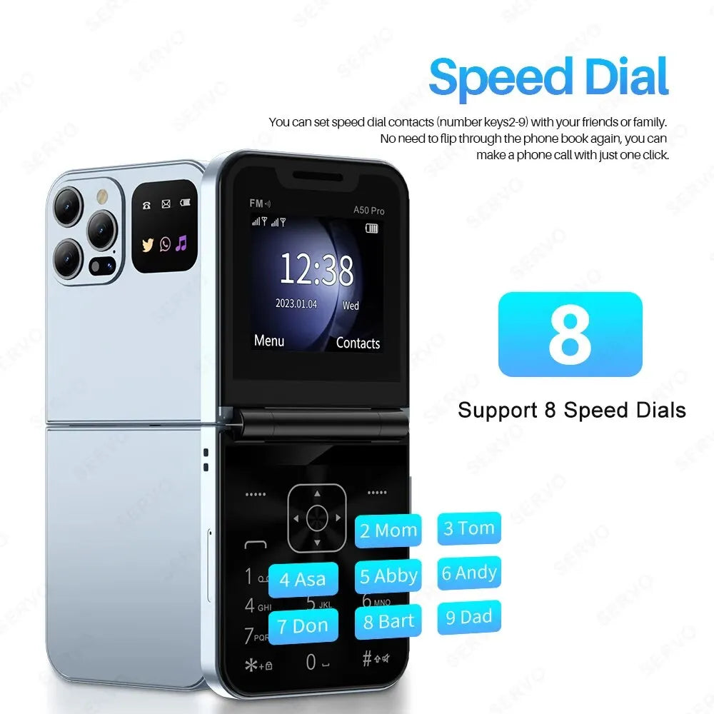 SERVO A50 PRO Foldable Mobile Phone Auto FM Radio Call Record