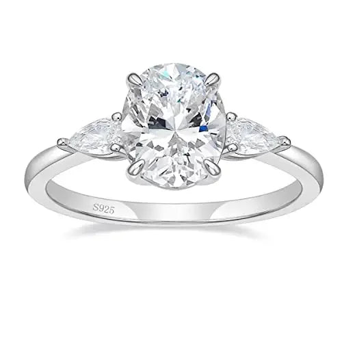 Trumium 3CT 925 Sterling Silver Engagement Rings 3-Stone Cubic Zirconia