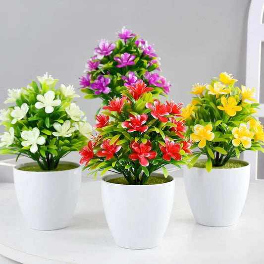 1pc Artificial Potted Plant Small Bonsai Flowers Pot