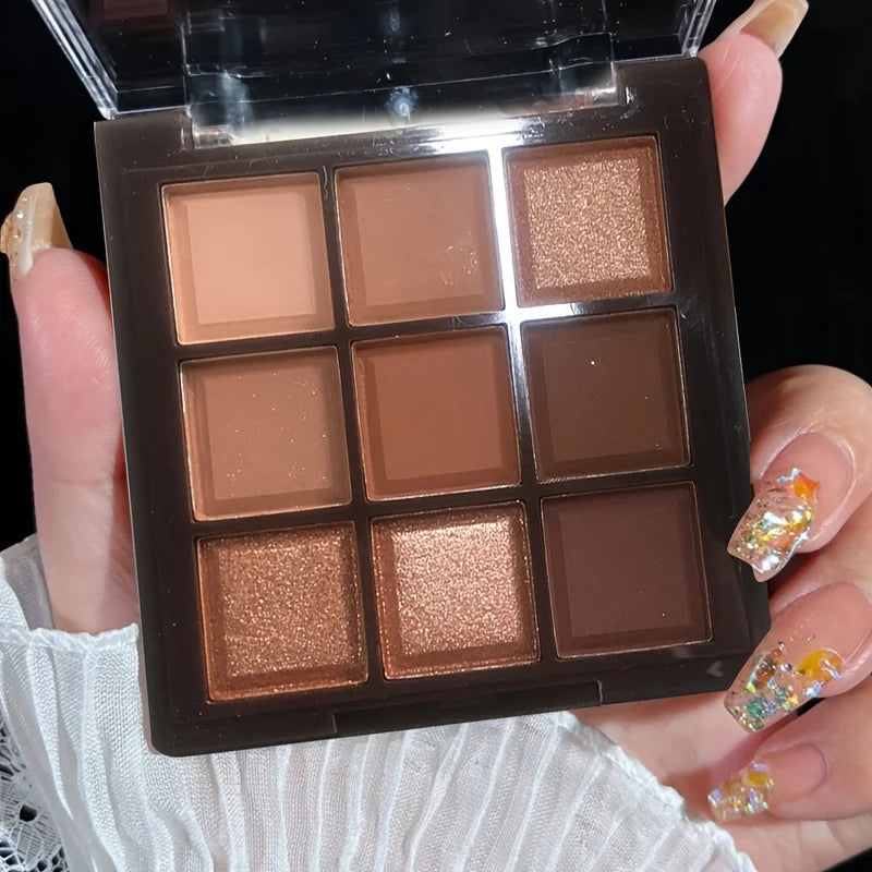 2024 Mocha Chocolate 9 Colors Eyeshadow Palette Matte Pearly Glitter Finish