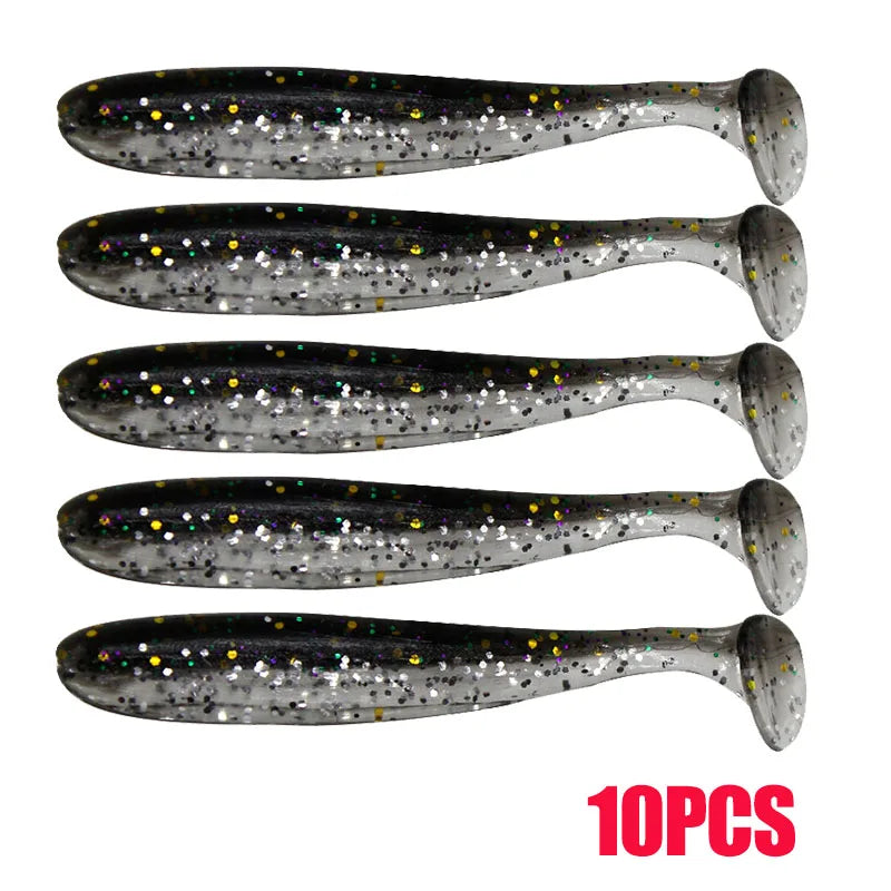 10-30pcs T Tail 55mm 70mm 90mm Shad Worm Soft Bait