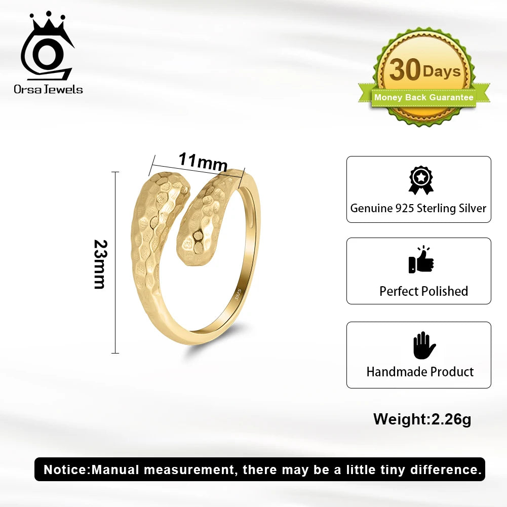 ORSA JEWELS 925 Sterling Silver Retro Snake Ring for Women