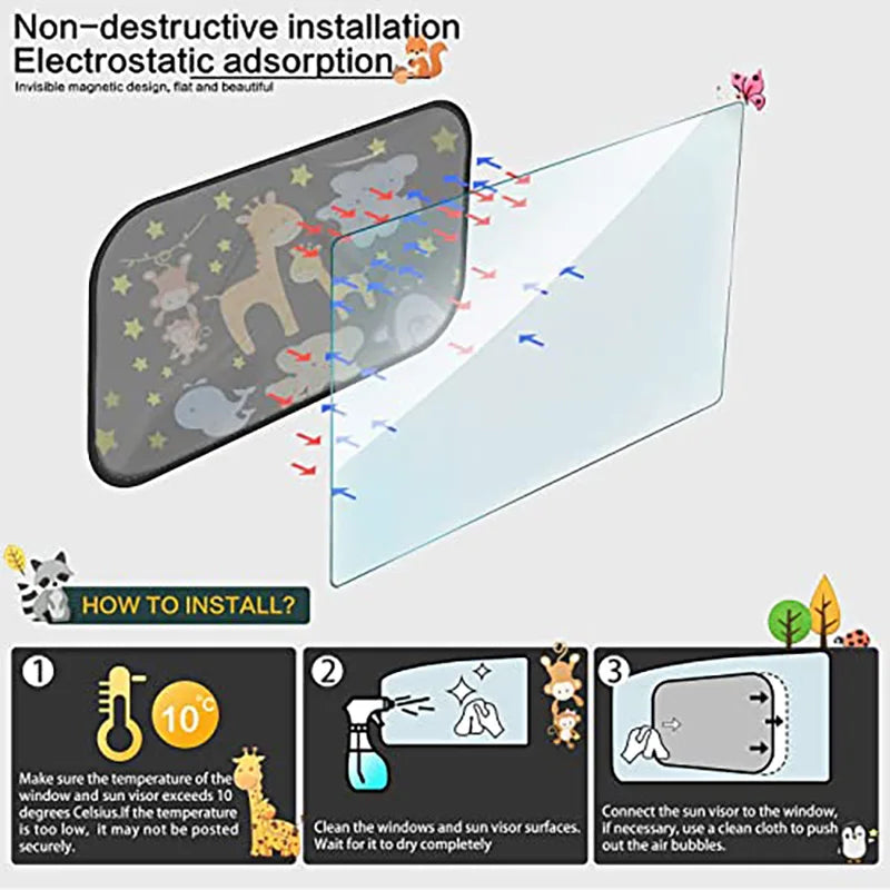 2pcs baby stroller sun visors, children's car window sun visors, suitable for in car baby sun shields and sunshades