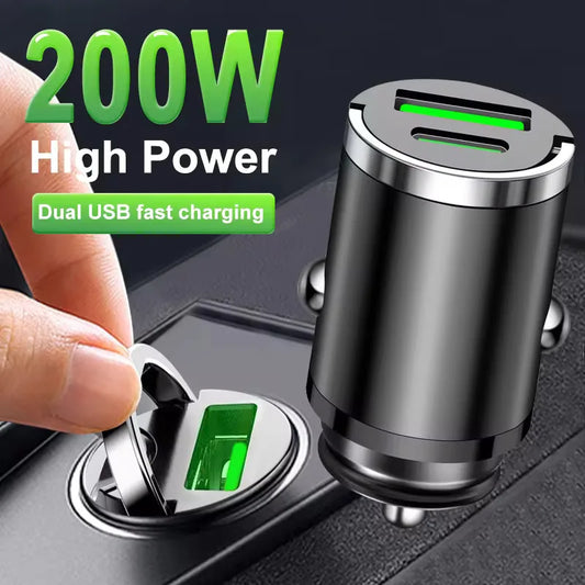 200W mini car charger fast charging for iPhone