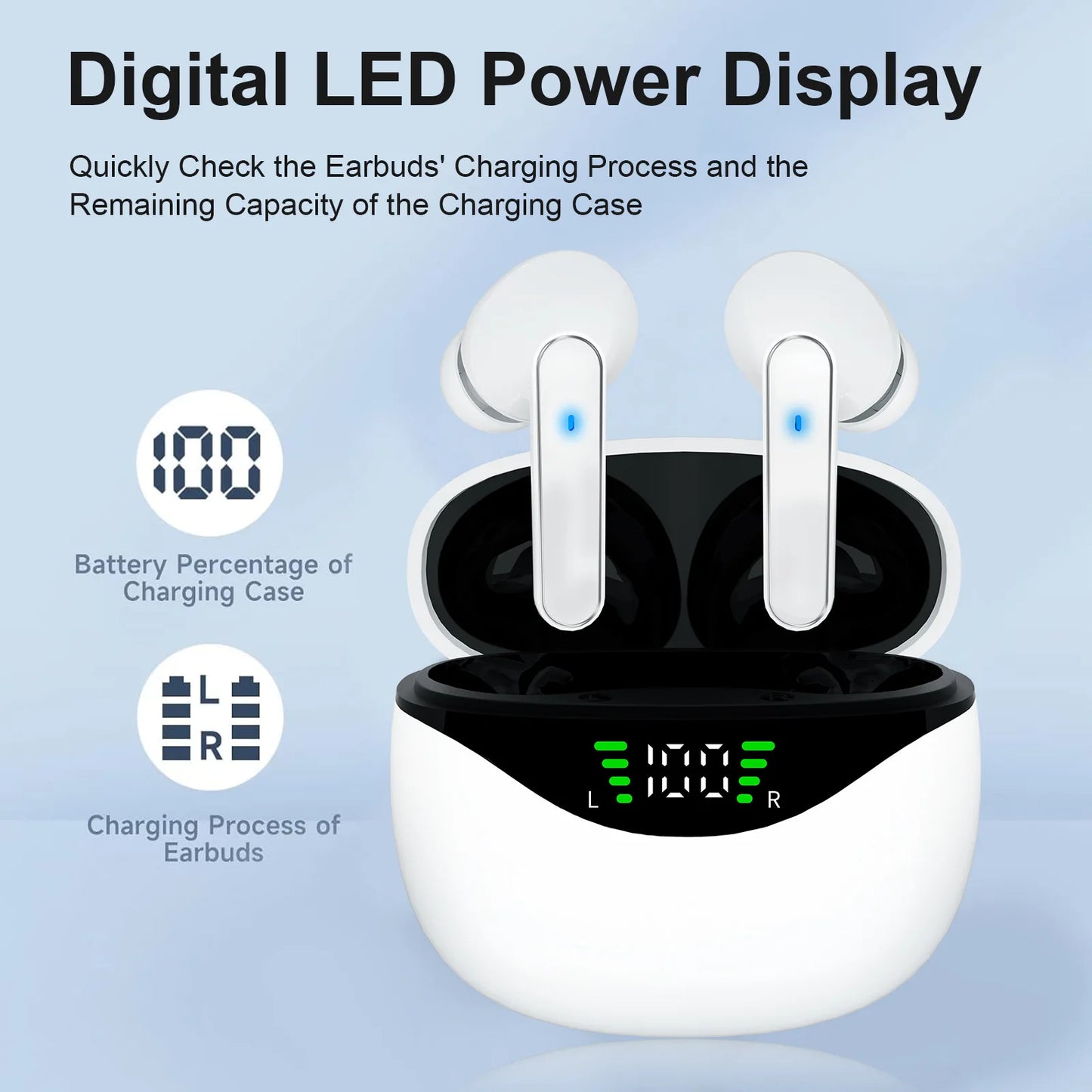 Wireless Bluetooth Earphone Lightweight Power Display Long Battery Life