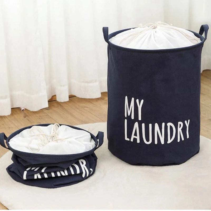 Drawstring Laundry Basket Clothes Storage Basket