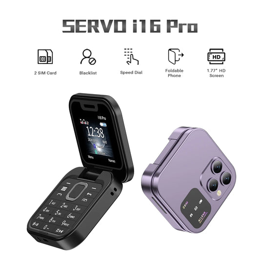 SERVO 2024 New Mini Flip Mobile Phone FM Radio Magic Voice Blacklist