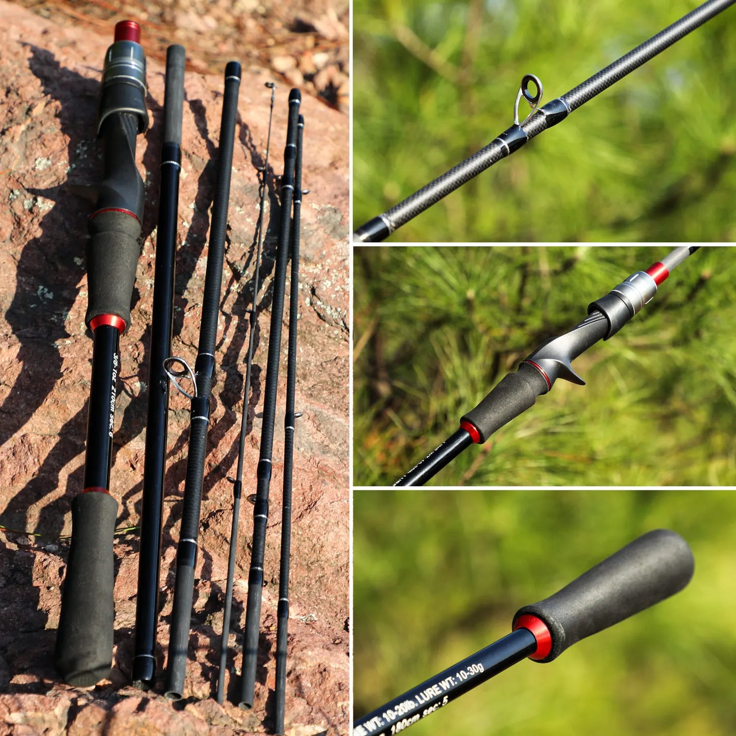 1.8m 2.1m Lure Fishing Rod Carbon Fiber Spinning Casting Fishing Rod Bait Weight 10-30g Travel