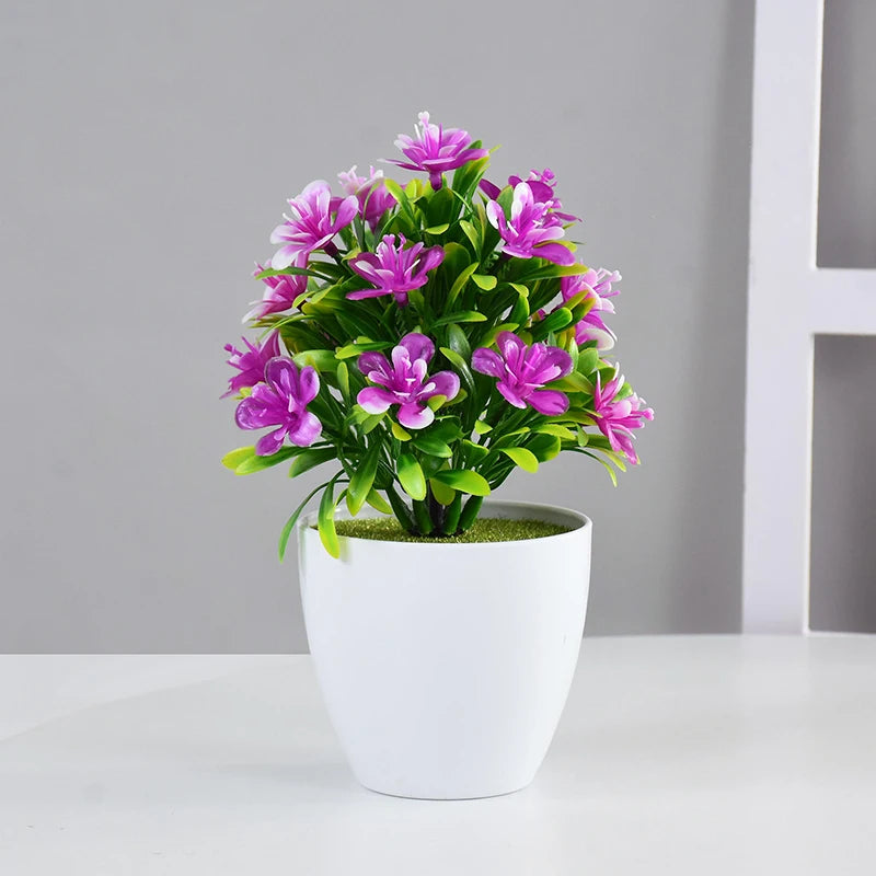1pc Artificial Potted Plant Small Bonsai Flowers Pot