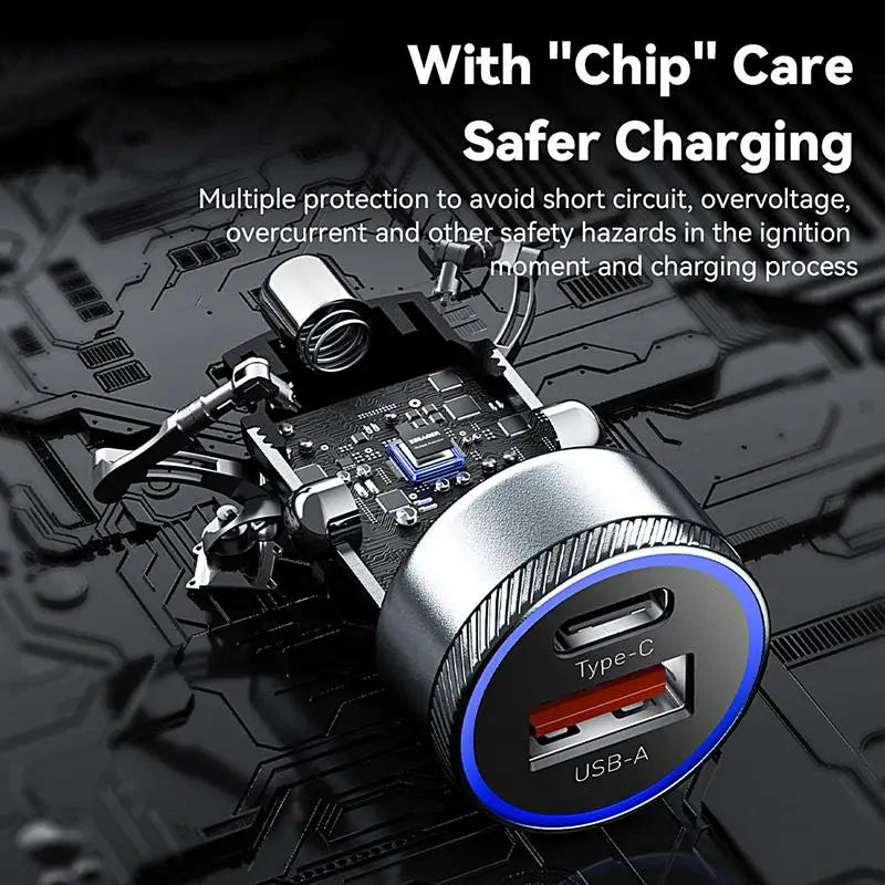 2 Ports USB C Car Charger Mini 54W Fast Charging
