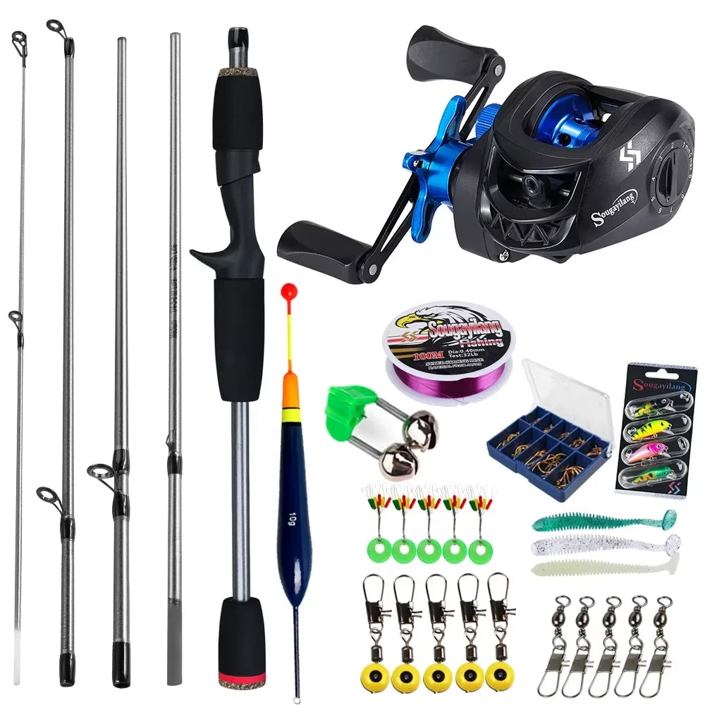 Fishing Rod and Reel Combo 5Section Fishing Rod and 7.2:1 Gear