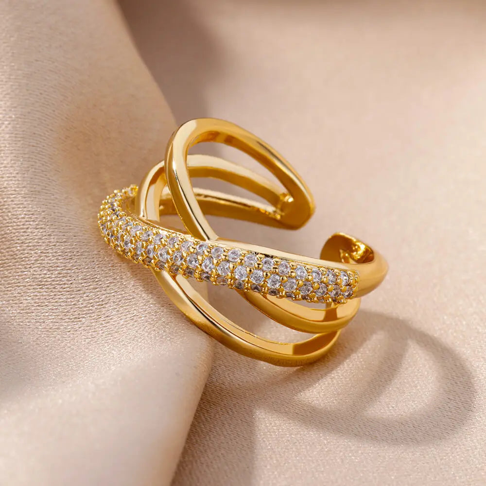Fashion Gold Color Stainless Steel Rings For Women