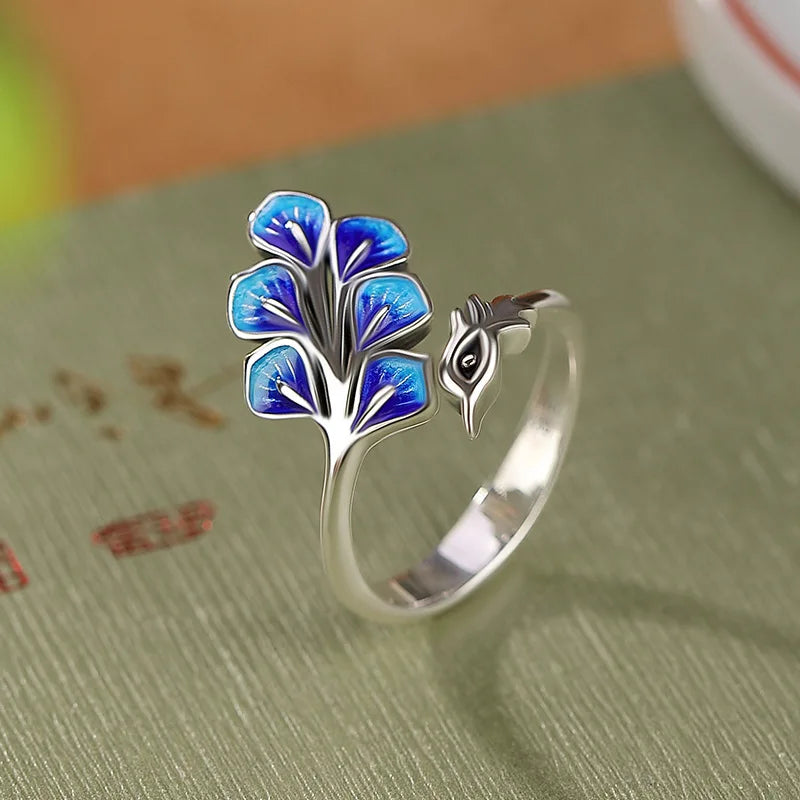 925 Sterling Silver Blue Peacock Wedding Rings For Women Engagement Wedding Fine Jewelry Jewellery