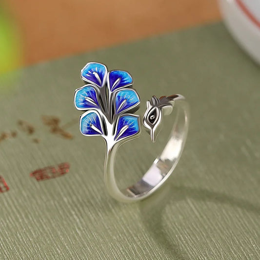 925 Sterling Silver Blue Peacock Wedding Rings For Women Engagement Wedding Fine Jewelry Jewellery