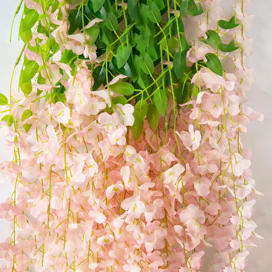 12pcs Artificial Flowers Silk Wisteria Vine Fake Silk Hanging Flower