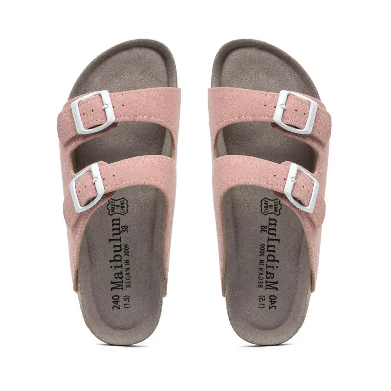 Fashion Women Cork Slipper Suede Leather Mule Clogs