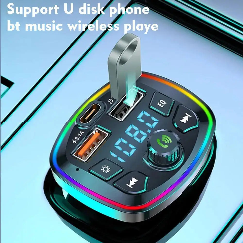 Car Hands-Free Bluetooth-compaitable 5.0 FM Transmitter