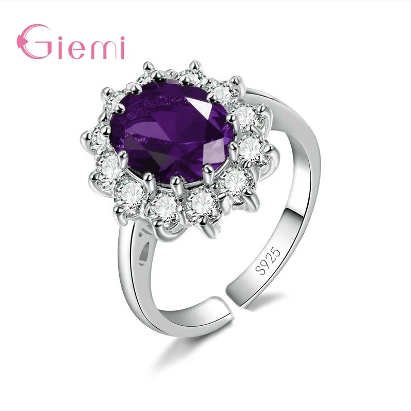 Real Genuine 925 Sterling Silver Cubic Zirconia Engagement