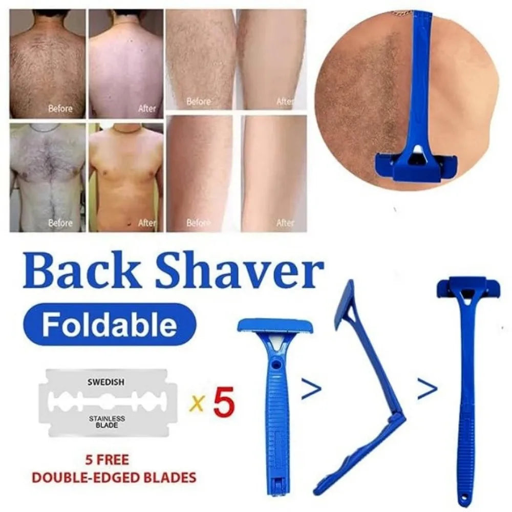 Long Handle Folding Shaver for Men Body Back Hair Trimmer