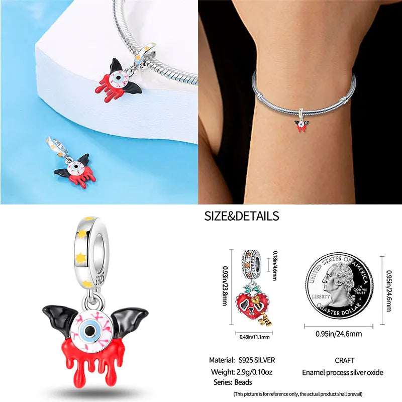 New 925 Sterling Silver Halloween Charm Beads Fit Original Brand Bracelet