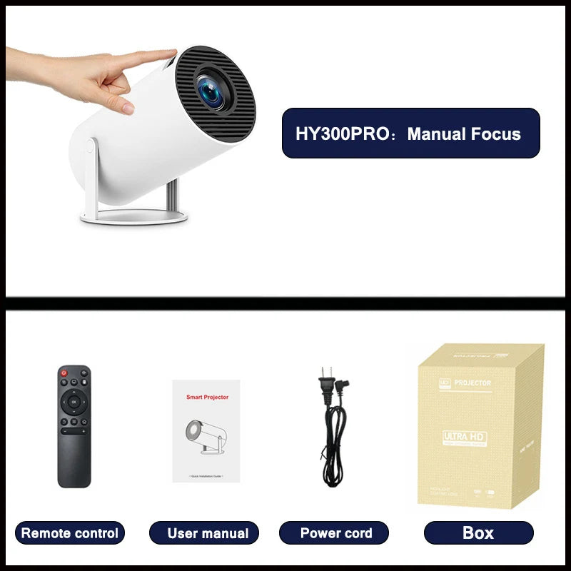 HY300 Plus Projector Android 4K 1280*720P Dual Wifi 300ANSI Video Cinema