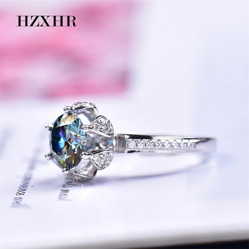 Classic 925 Sterling Silver 2 Carat Pass Diamond Tester Brilliant Cut Colored Moissanite
