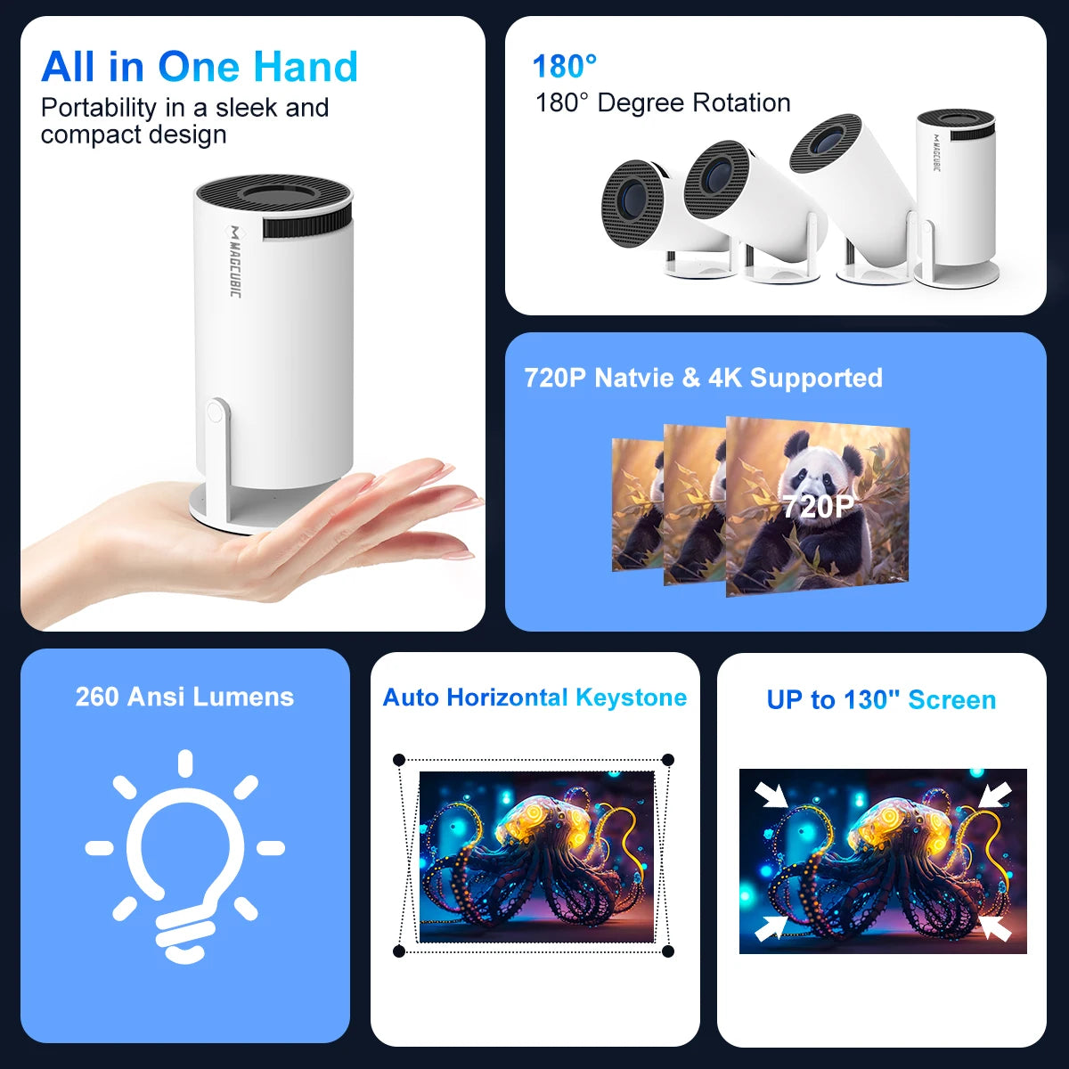 Magcubic Projector 4K Android 11 Cinema Outdoor portable Projector