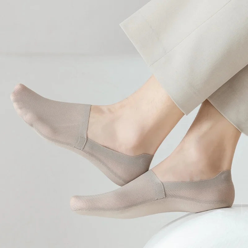 Summer Mens Thin Silk Sock Slippers